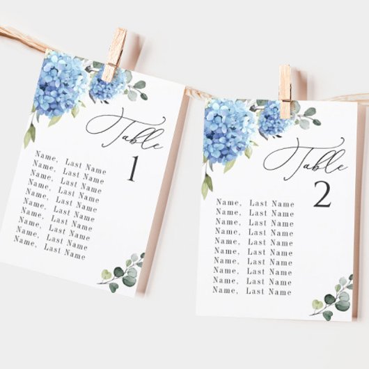 Blauwe Hortensia Tafel Nummer Zitplaats Kaarten