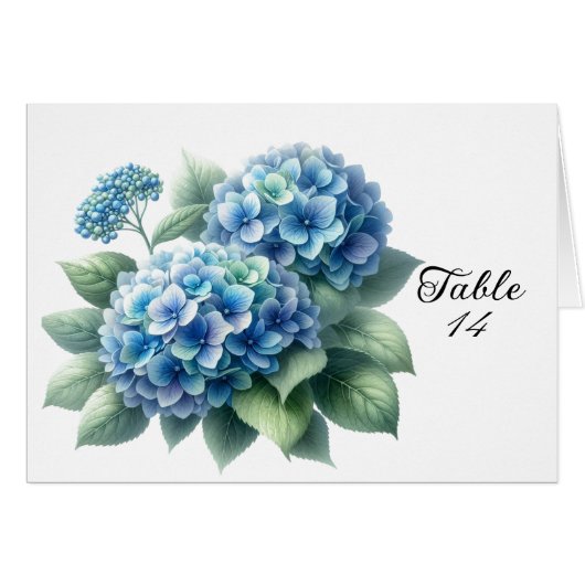 Blauwe Hortensia Tafelstoelkaart (Voorkant Horizontaal)