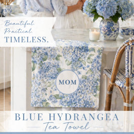 Blauwe Hortensia Theedoek Cadeau voor Moeder