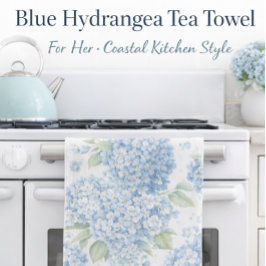 Blauwe Hortensia Theedoek Kusthuis Cadeau
