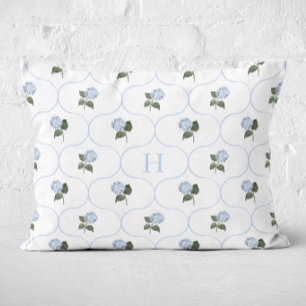 Blauwe Hortensia Traliewerk Monogram Accent Kussen