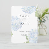 Blauwe Hortensia Trouw Save The Date (Staand voorkant)