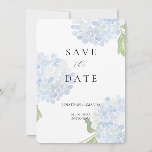 Blauwe Hortensia Trouw Save The Date (Voorkant)