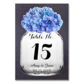 Blauwe hortensia trouwtafel nummers hortensia7 kaart (Voorkant)