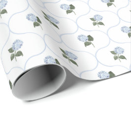Blauwe Hortensia Tuin Bloem Schutting Cadeaupapier