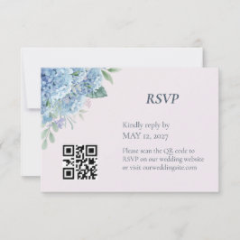 Blauwe Hortensia Tuin Bruiloft RSVP Kaart