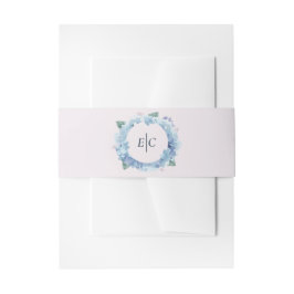 Blauwe Hortensia Tuin Monogram Trouw Buikband Uitnodigingen Wikkel