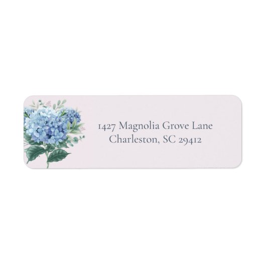 Blauwe Hortensia Tuin Retouradres Label (Voorkant)