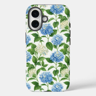 Blauwe Hortensia Tuin | Waterverf Bloem iPhone 16 Hoesje