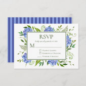 Blauwe Hortensia Verlovingsfeest RSVP Kaartje (Voorkant / Achterkant)