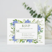 Blauwe Hortensia Verlovingspartij RSVP Kaartje (Staand voorkant)