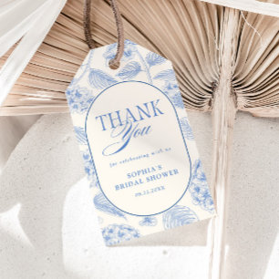 Blauwe Hortensia Vintage Bruidsdouche Cadeaulabel