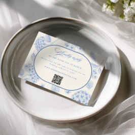 Blauwe Hortensia Vintage Bruiloft RSVP Kaartje