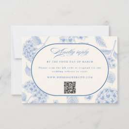 Blauwe Hortensia Vintage Bruiloft RSVP Kaartje