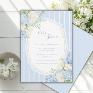 Blauwe Hortensia Vintage Frame Baby Shower Kaart