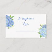 Blauwe Hortensia Watercolor Bruidsdisplay Douche Informatiekaartje (Achterkant)