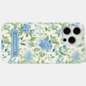 Blauwe Hortensia Watercolor Monogram Case-Mate iPhone Case (Achterkant (horizontaal))