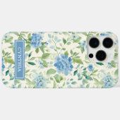 Blauwe Hortensia Watercolor Monogram Case-Mate iPhone Case (Achterkant (horizontaal))