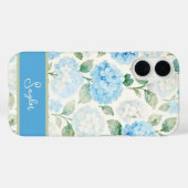 Blauwe Hortensia Watercolor Naam Case-Mate iPhone Case (Achterkant (horizontaal))