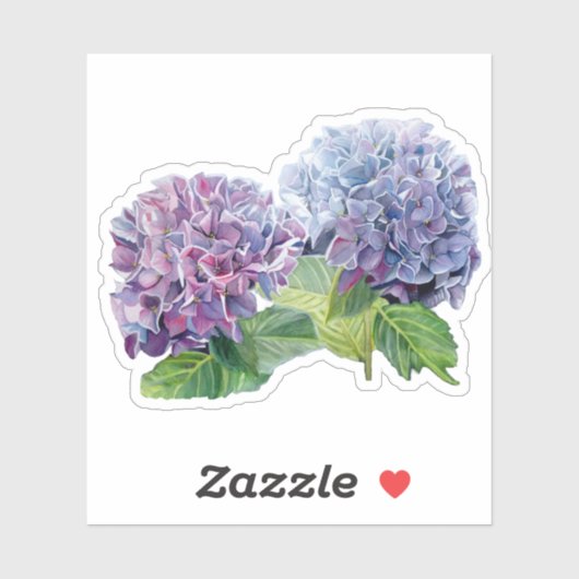 Blauwe Hortensia Watercolor Sticker (Vel)