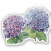 Blauwe Hortensia Watercolor Sticker (Voorkant)