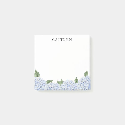 Blauwe Hortensia Waterkleur Rand Persoonlijk Post-it® Notes (Voorkant)