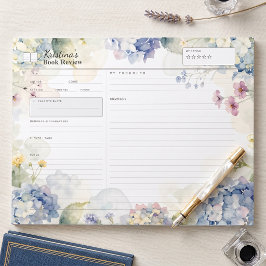 Blauwe Hortensia Waterverf Bloem Boekrecensie Notitieblok
