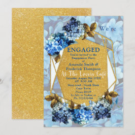 Blauwe Hortensia Waterverf Bloemen Bruiloft Kaart