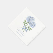 Blauwe Hortensia Waterverf Bloemen met Strik Servet (Hoek)