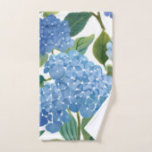 Blauwe Hortensia Waterverf Bloemenkust Bad Handdoek (Handdoek)