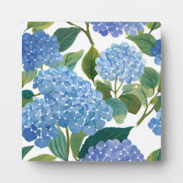Blauwe Hortensia Waterverf Bloemige Kust Schilderi Fotoplaat