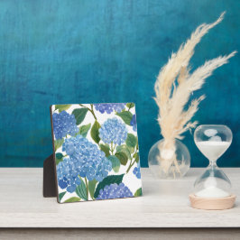 Blauwe Hortensia Waterverf Bloemige Kust Schilderi Fotoplaat
