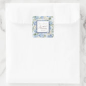Blauwe Hortensia Waterverf Bruidsdouche Vierkante Sticker (Tas)