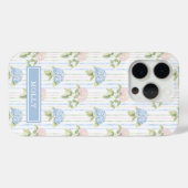 Blauwe Hortensia Waterverf Gestreept Gepersonalise Case-Mate iPhone Case (Achterkant (horizontaal))
