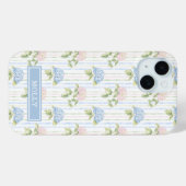Blauwe Hortensia Waterverf Gestreept Gepersonalise Case-Mate iPhone Case (Achterkant (horizontaal))
