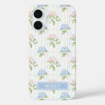 Blauwe Hortensia Waterverf Gestreept Gepersonalise