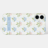 Blauwe Hortensia Waterverf Gestreepte Gepersonalis Case-Mate iPhone Case (Achterkant (horizontaal))