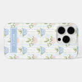 Blauwe Hortensia Waterverf Gestreepte Gepersonalis Case-Mate iPhone Case (Achterkant (horizontaal))