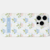 Blauwe Hortensia Waterverf Gestreepte Gepersonalis Case-Mate iPhone Case (Achterkant (horizontaal))