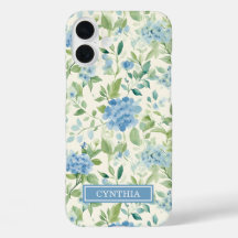 Blauwe Hortensia Waterverf Monogram