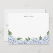 Blauwe hortensia Waterverf rand, gepersonaliseerd Notitiekaartje (Voorkant)