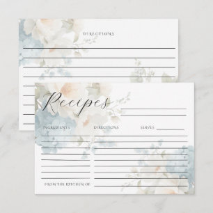 Blauwe Hortensia Witte Pioenrozen Elegante Receptk RSVP Kaartje