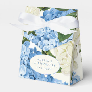Blauwe Hortensia Witte Roos Klassieke Trouw Bedankdoosjes