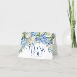 Blauwe Hortensia Witte Rozen Aquarel Bloemen Bedankkaart
