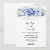 Blauwe Hortensia Witte Trouw Uitnodiging (Voorkant / Achterkant)