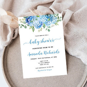 Blauwe Hortensia Wordt Mama Baby Shower Kaart
