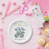 Blauwe Hortensia Ze is van de Markt Bruidsdouche Papieren Bordje (Feest)