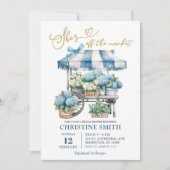 Blauwe Hortensia Ze is van de Markt Bruidsfeest Kaart (Voorkant)