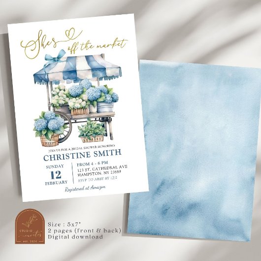 Blauwe Hortensia Ze is van de Markt Bruidsfeest Kaart