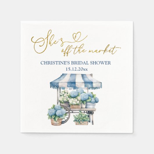 Blauwe Hortensia Ze is van de Markt Bruidsuitnodig Servet (Voorkant)